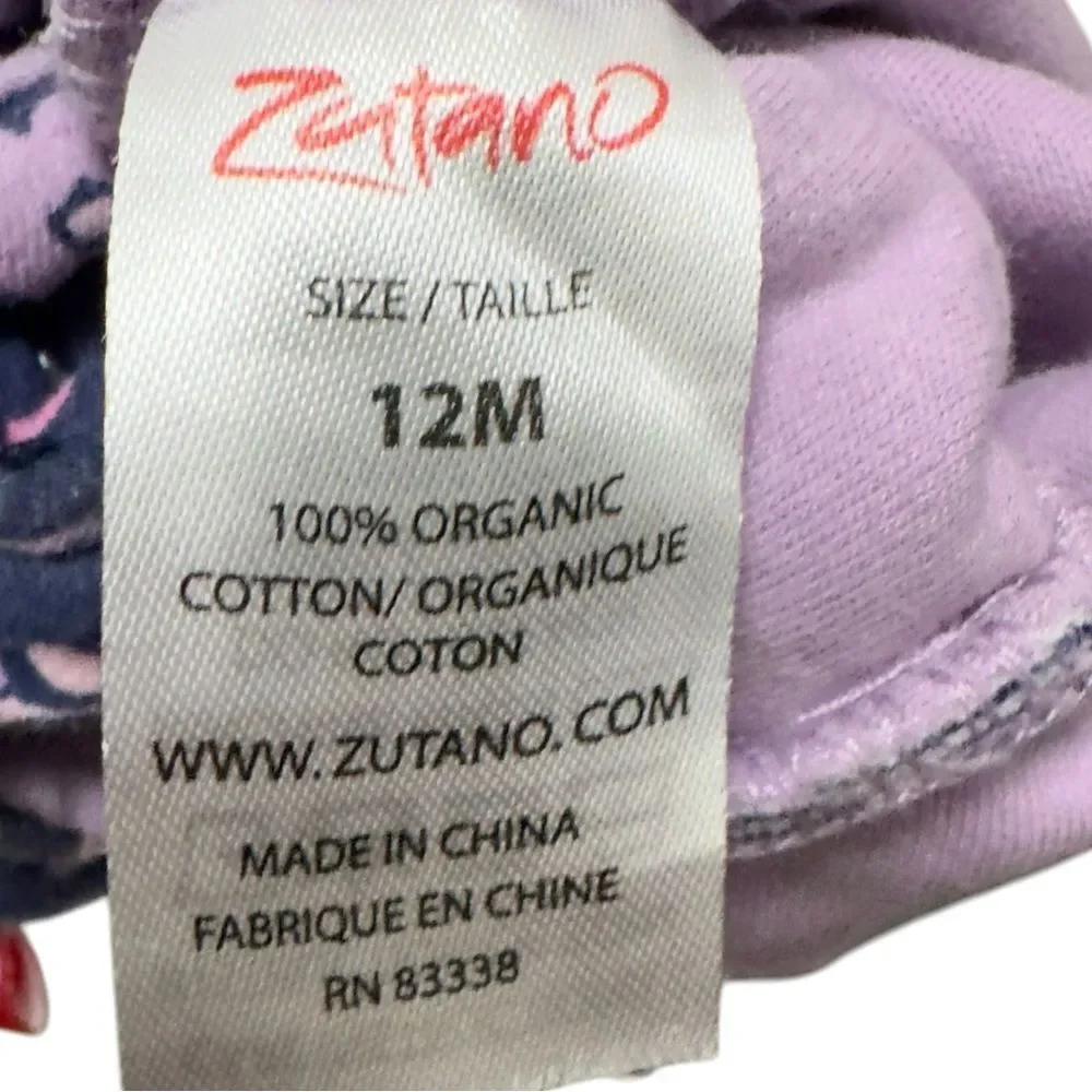 Zutano Baby Girls Organic Cotton Floral Soft Sole Gripper Booties. 12 Months.